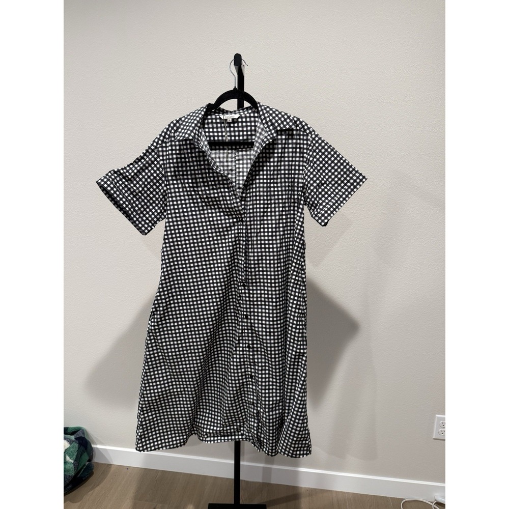 Tucker NYC The Sarah Shirtdress | Black‎ Gingham Size Medium - Picture 2 of 6